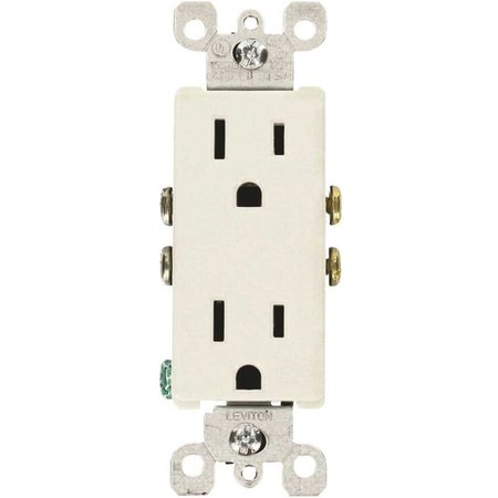 LEVITON Decora 15 Amp Residential Grade Grounding Duplex Outlet, White, 10PK M24-05325-WMP